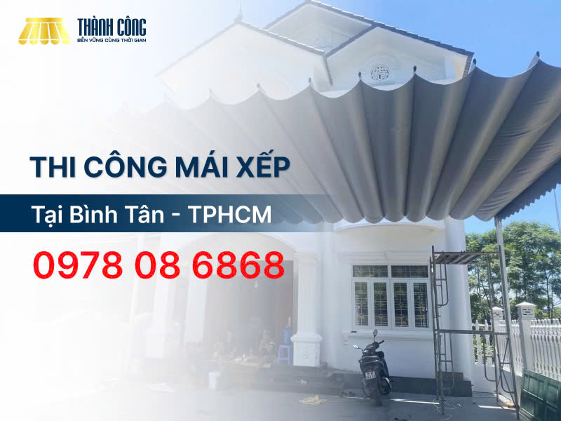 Báo giá thi công mái xếp Bình Tân, mái che mái kéo trọn gói