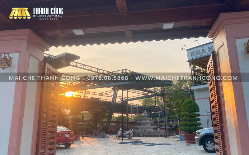 Thi công mái che hồ bơi Chơn Thành, Bình Phước