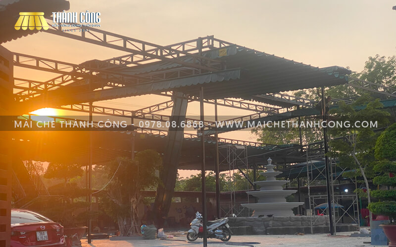 Thi công mái che hồ bơi Chơn Thành, Bình Phước