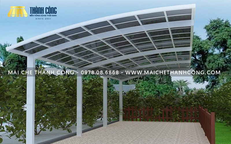 Mái che gara bằng kính cường lực an toàn, lấy sáng tốt Mái che gara bằng kính cường lực an toàn, lấy sáng tốt