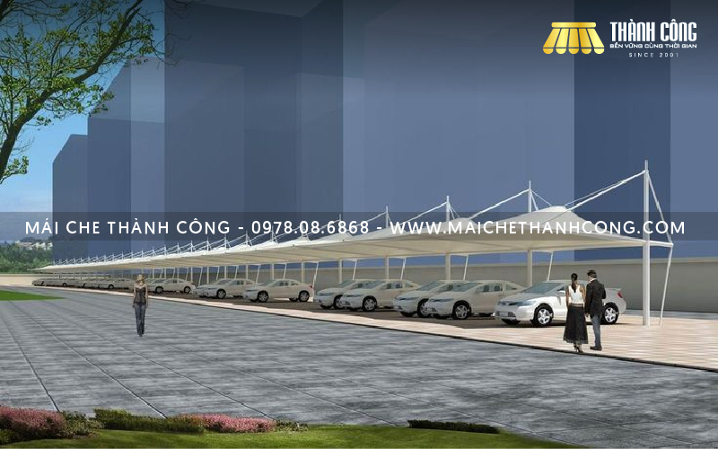 Mái che cho nhà xe bằng vải bạt, mái bạt căng có kiến trúc độc đáo, sáng tạo Mái che cho nhà xe bằng vải bạt, mái bạt căng có kiến trúc độc đáo, sáng tạo