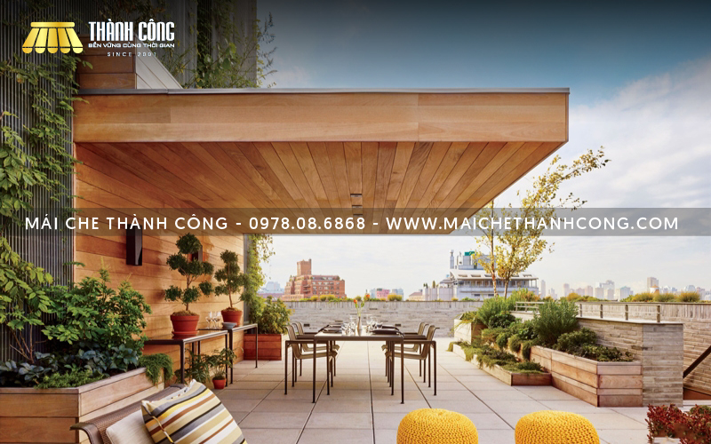 Mẫu mái che sân vườn bằng gỗ