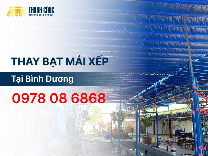 Dịch vụ thay bạt mái xếp Bình Dương, mái kéo trọn gói, giá rẻ