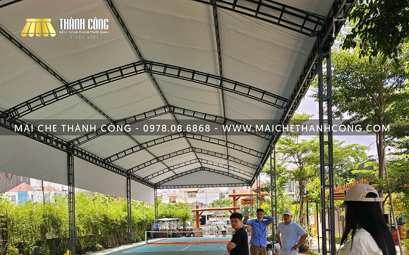 Mái che sân Pickleball dạng bạt căng cố định
