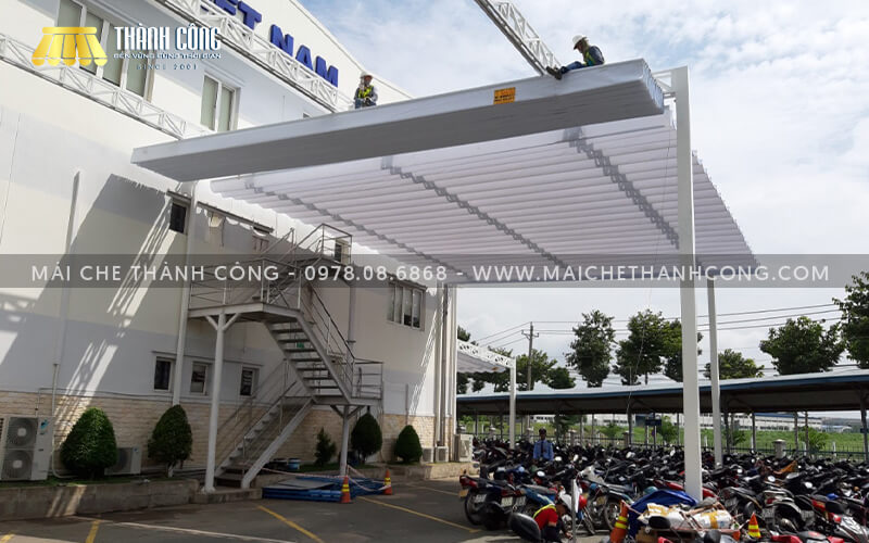 Giao bạt mái xếp để thi công mái che Công ty Ansell Vina (KCN Long Thành), Đồng Nai Giao bạt mái xếp để thi công mái che Công ty Ansell Vina (KCN Long Thành), Đồng Nai