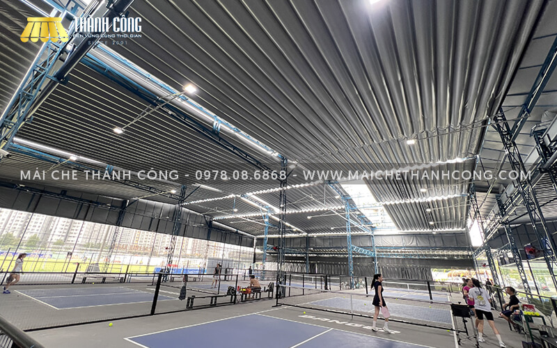Dự án thi công mái bạt xếp cho sân Pickleball An Phú Sports Park (Quận 2) Dự án thi công mái bạt xếp cho sân Pickleball An Phú Sports Park (Quận 2)