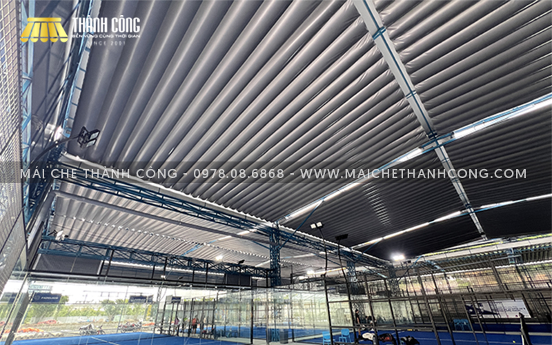Mẫu mái bạt xếp linh hoạt, dễ dàng kéo ra, kéo vào
