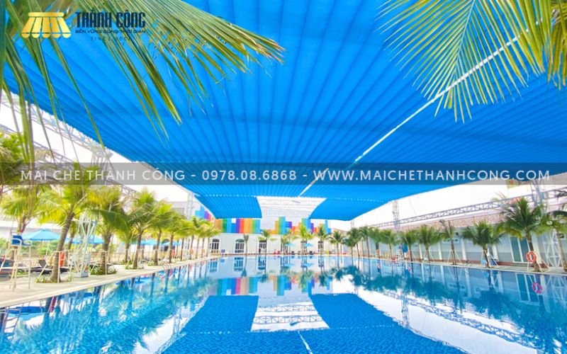 Thi công mái che hồ bơi Hoàng Hùng tại Dĩ An