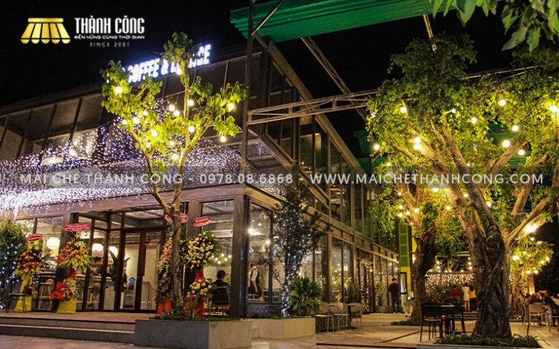 Thi công mái che quán cafe sân vườn 1199 Coffee & Lounge tại Thuận An