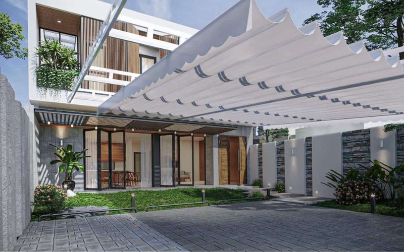 Mẫu mái xếp vận hành tự động cho sân vườn