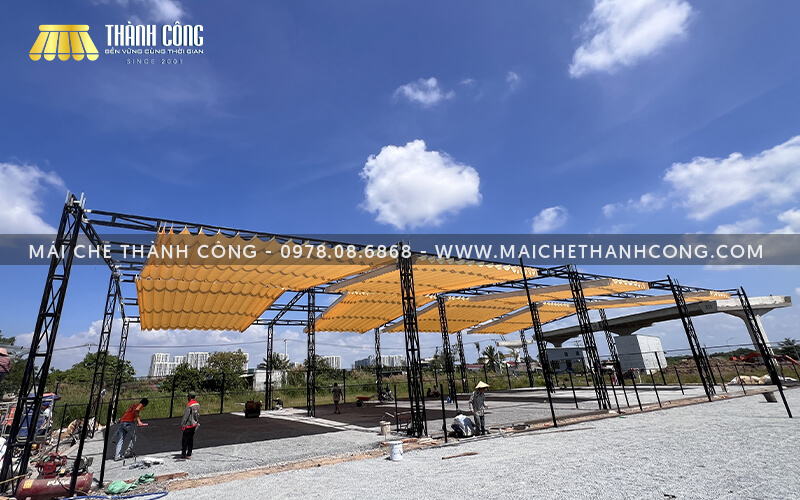 Mái che Thành Công cam kết chỉ sử dụng vật liệu chính hãng, thi công nhanh chóng