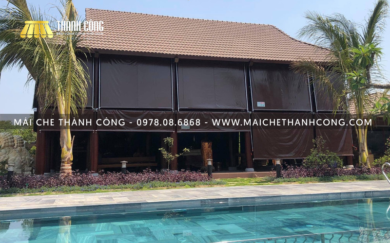 Mẫu mái xếp Bắc Tân Uyên dạng bạt thả tự cuốn do Mái che Thành Công triển khai thi công Mẫu mái xếp Bắc Tân Uyên dạng bạt thả tự cuốn do Mái che Thành Công triển khai thi công