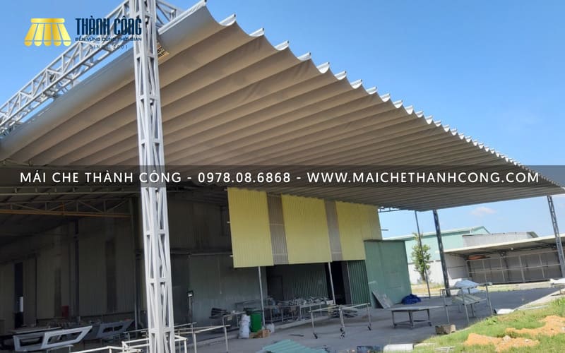Báo giá thi công mái xếp Quận 12, mái che, mái kéo, bạt xếp 2026