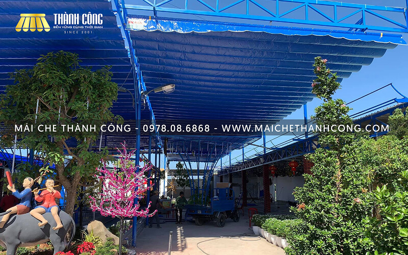 Mẫu mái xếp Bàu Bàng lượn sóng hiện đại lắp đặt cho quán cà phê tại Bàu Bàng