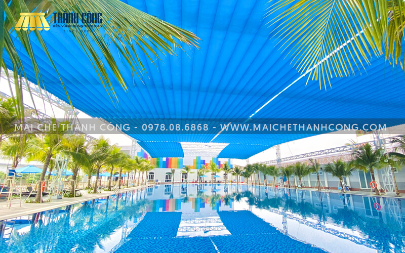 Công trình thi công mái che hồ bơi Hoàng Hùng tại Dĩ An do Mái che Thành Công thực hiện