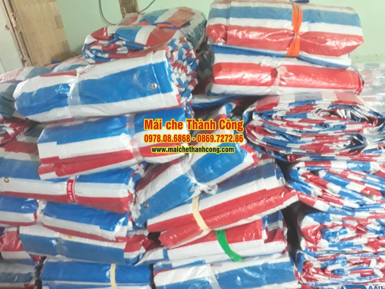Bạt che công trình, bạt dứa sọc 3 màu