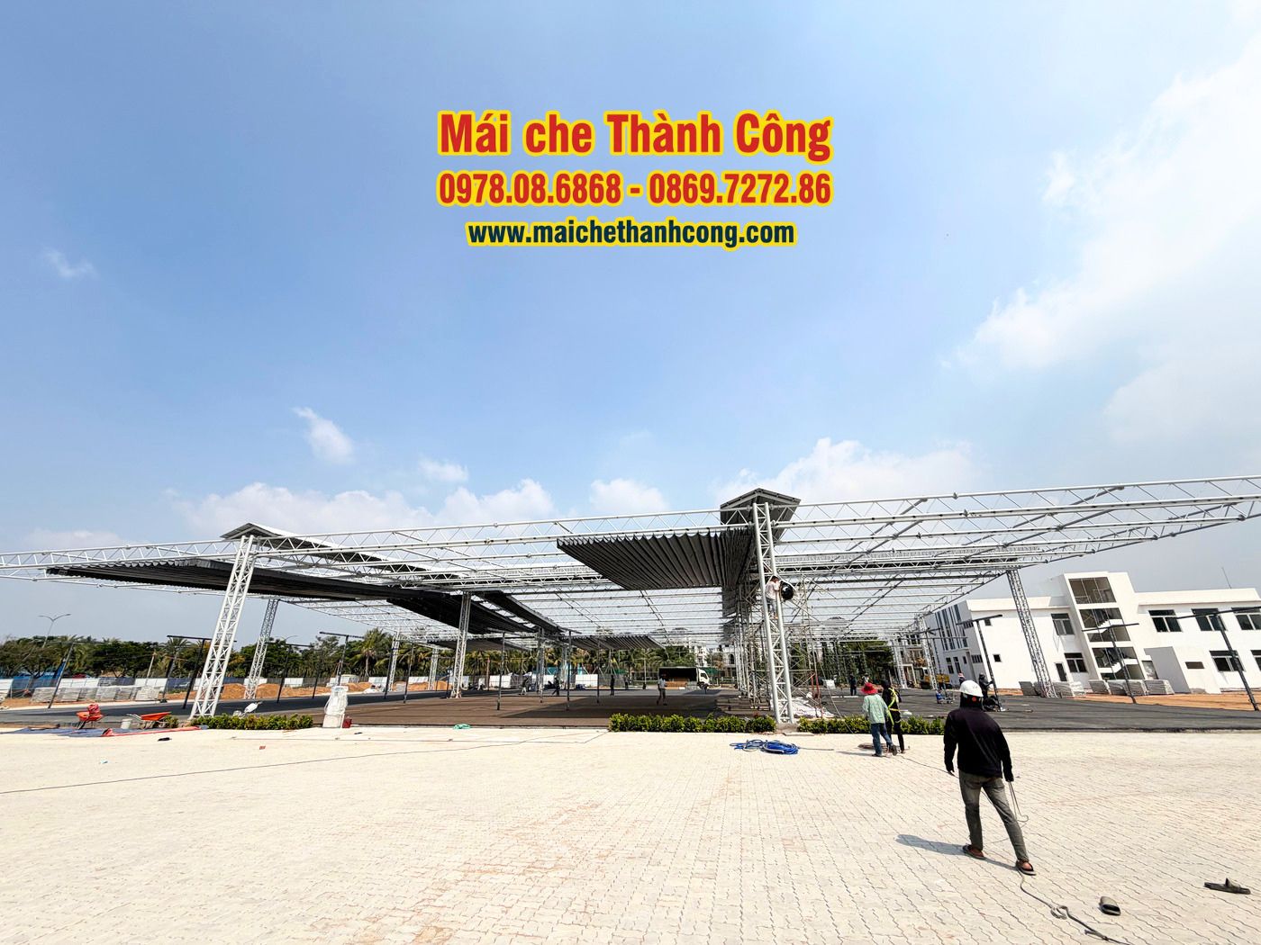 Thi công mái che sân pickleball D-JOY Tân Vạn Thi công mái che sân pickleball D-JOY Tân Vạn